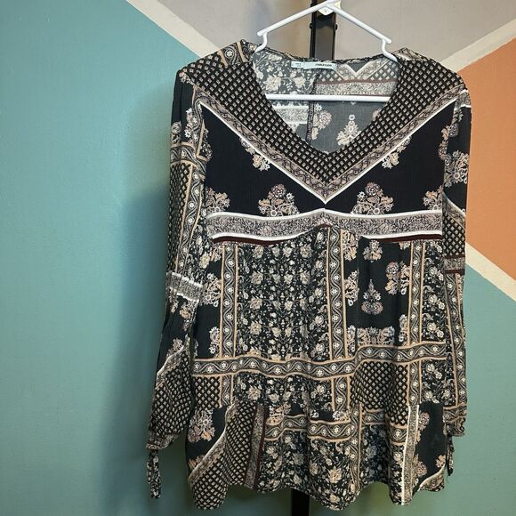 Maurices Tops - Maurices Womens Floral Boho Cottagecore Tunic Top Size‎ Large Long Sleeve V-Neck